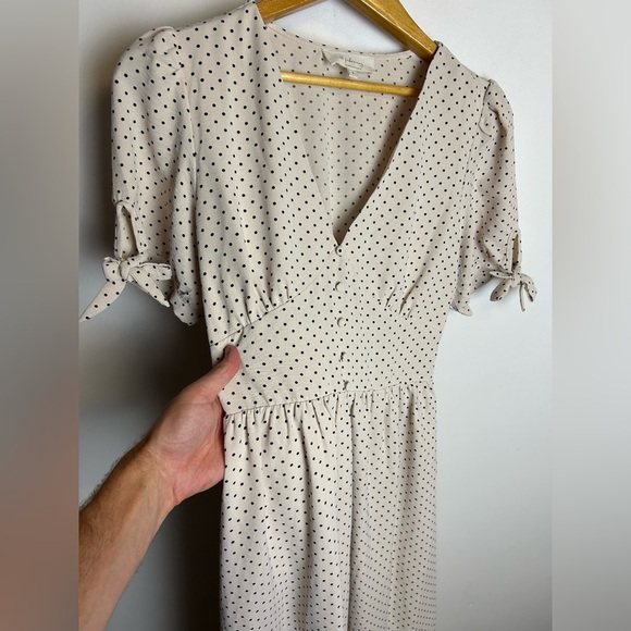 Anthropologie In February Cottage Prairie Milkmaid Polka Dot Midi Dress Feminine - Picture 3 of 11